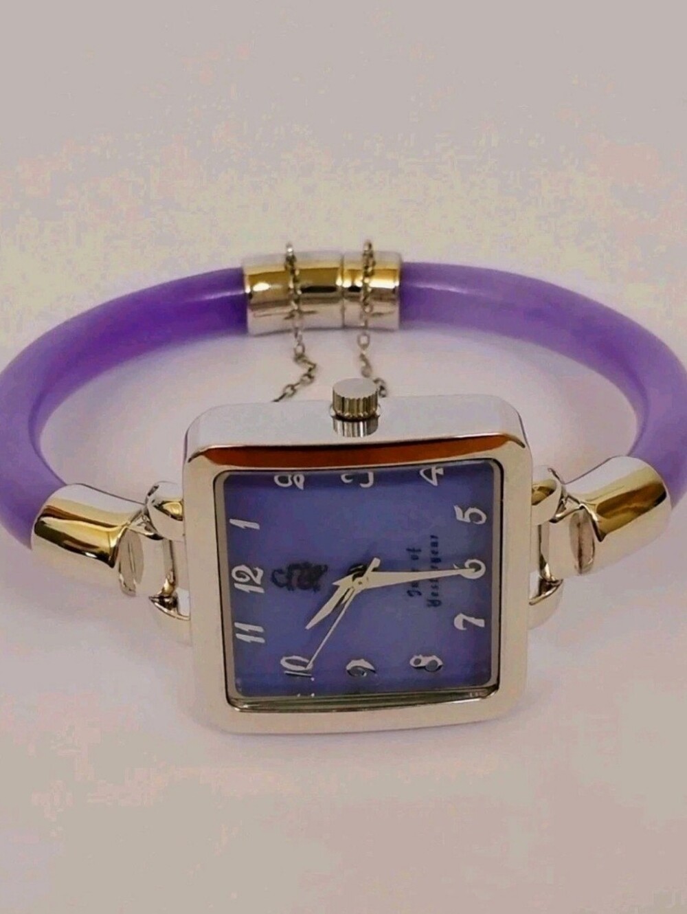 HSN Jade of Yesteryear Genuine Lavender Jade Square Case Bangle Watch